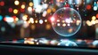 © Amornrat - Futuristic digital sphere hovering above smartphone on city street with blurred bokeh lights, representing innovative technology and digital connection.