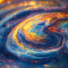 Aufkleber - Vivid colors blend mesmerizing swirl as oil and water interact creating intricate patterns dance light captured macro lens stunning detail.