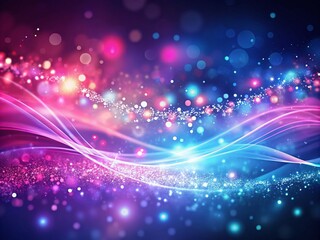 Poster - Vibrant Abstract Background with Flowing Light and Sparkling Particles in Pink and Blue Hues for Product Photography and Visual Art Projects