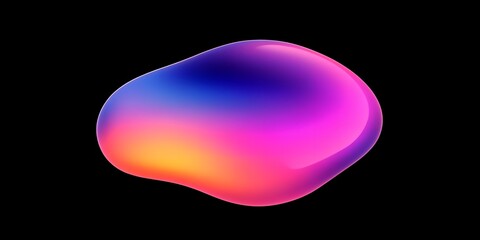 Poster - A colorful, abstract object with a purple and blue center and orange and pink edges. The object is floating in space and he is a liquid