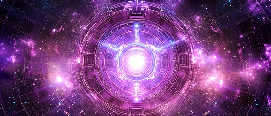Poster - Cosmic energy burst outer space digital artwork abstract universe wide angle futuristic concepts for seo impact