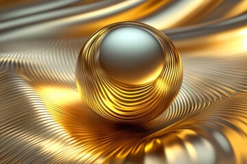Poster - Stunning 3d representation of a gleaming golden sphere captured in a photography shot