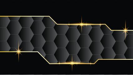 Poster - Golden Futuristic Frame Shiny with Hexagon Shapes. Abstract backgrounds and textures vector art