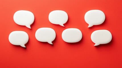 Poster - White Speech Bubbles on a Vibrant Red Background for Communication
