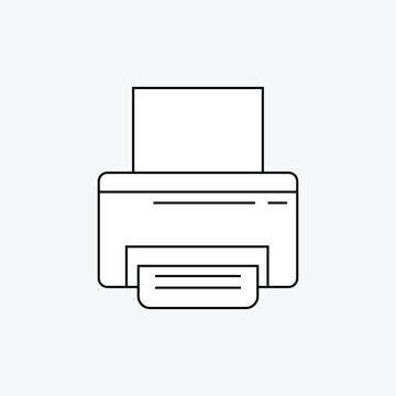 Printer flat icon symbol. Printer icon vector illustration graphic design. Outline ink printer vector icon for web design isolated on grey background. Eps file 30.