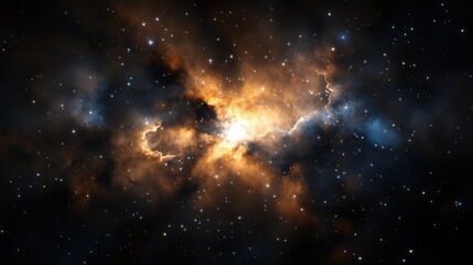 Wall Mural - vibrant and dynamic nebula, a vast cloud of gas and dust where stars are born, glowing with a fiery 