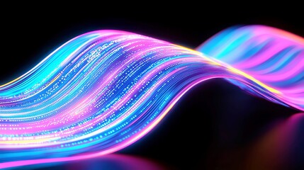 Poster - Vibrant Digital Wave, a dynamic display of colorful lines flowing in an abstract pattern, embodying a futuristic essence and the seamless movement of technology.