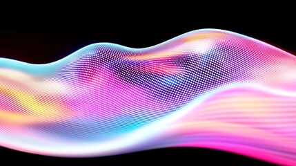 Poster - Vibrant Digital Wave, a dynamic display of colorful lines flowing in abstract patterns, embodying a futuristic essence and the seamless movement of technology.