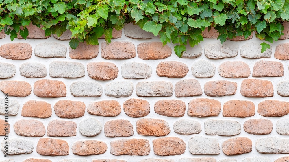 View of Faux Stone Wall Design, a textured wallpaper featuring a realistic ...