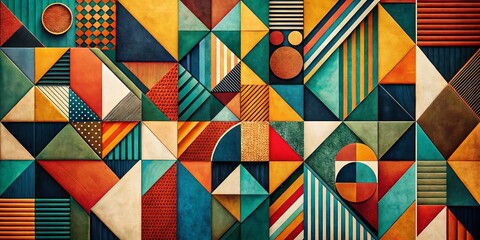 Poster - Vintage Style Photography of Modern Geometric Composition Featuring Various Shapes for Design and Abstract Background Trends in Contemporary Chart Visualization