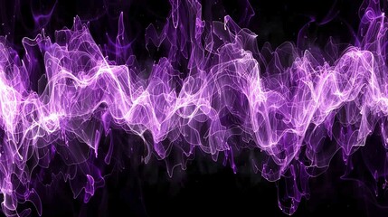 Aufkleber - intertwined electric purple light waves against black 3d rendering image. energetic flowing radiant 