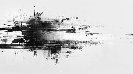 Poster - horizontal abstract black ink streaks background image. minimalistic art piece illustration backdrop