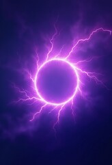 Poster - Purple abstract plasma lightning ring with glowing particles swirling in dark sky fantasy concept art