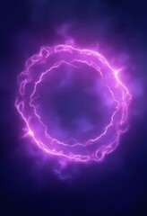 Poster - Purple abstract plasma lightning ring with glowing particles swirling in dark sky fantasy concept art