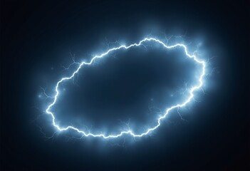 Poster - White abstract plasma lightning ring with glowing particles swirling in dark sky fantasy concept art