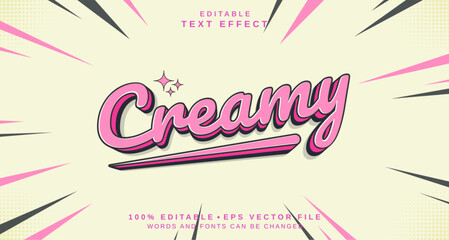 Leinwandbilder - Editable text style effect - Creamy text style theme.