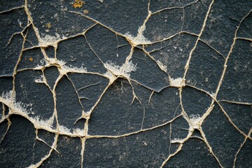 Poster - Textured Close-Up of Cracked Paint on an Old Wall Showcasing Unique Patterns and Natural Beauty in a Subtle Earthy Color Palette Ideal for Artistic Projects