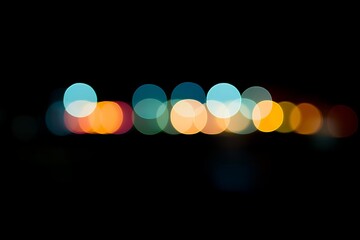 Poster - Vibrant Out-of-Focus City Lights at Night Creating a Dreamy Bokeh Effect with Colorful Patterns in the Background