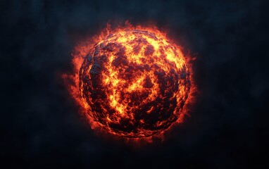 Poster - A glowing, fiery sphere representing energy and cosmic phenomena in a dark background.