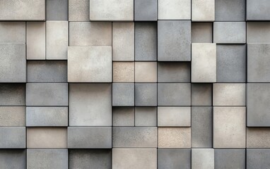 Poster - A modern concrete wall with varied texture and geometric shapes in neutral tones.