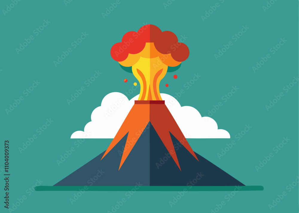 Volcano Rumbling Earthquake Rumbled Eruption Volcanic eruption. Catastrophe and erupting lava. Earthquake geology ...