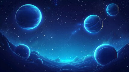 Wall Mural - Celestial Planets in a Glowing Galaxy