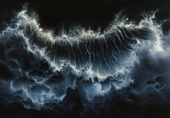Poster - Majestic Ocean Waves Illuminated by Underwater Light Creating a Stunning Abstract Pattern in Dark Waters, Evoking Power and Serenity of Nature's Forces