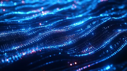 blue abstract science background with wave patterns and tech-inspired light effects