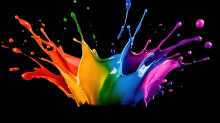 Poster - Vibrant Splash of Colorful Paint Against a Black Background