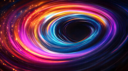 Wall Mural - a swirling vortex of space-time, with colorful light trails stretching into infinity. the black hole