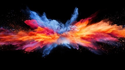 Poster - An abstract background of vivid, exploding colors against black, offering contrast and space for creative applications.