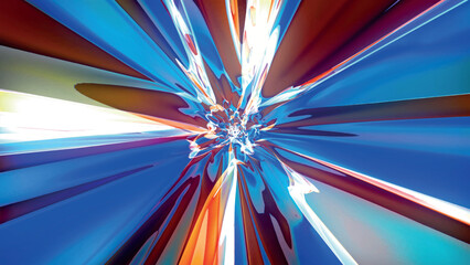 Poster - Abstract colorful background with bright neon rays and glowing lines. Sci-fi futuristic backdrop. Neon background with glowing multicolored lines, rays. Vector illustration.