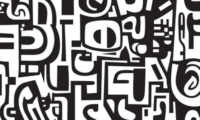 Fototapete - geometric bold arrows with black and white pattern vector for backgrounds and poster