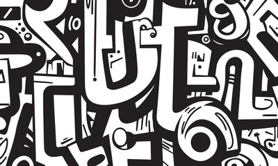 Fototapete - bold black and white unique geometric pattern for prints and backgrounds 