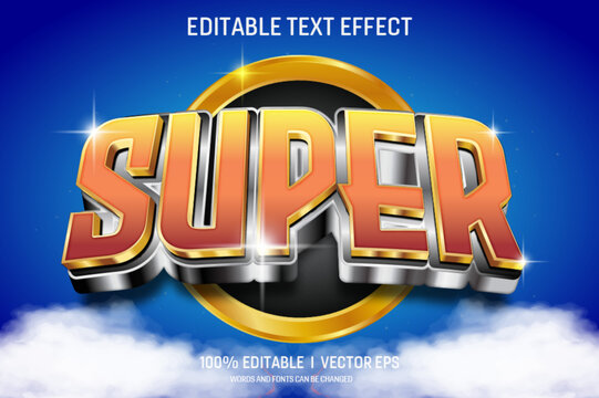  super with light vector 3d text effect with modern style design
