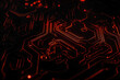 © Manisara - Glowing red circuit board pattern with intricate design