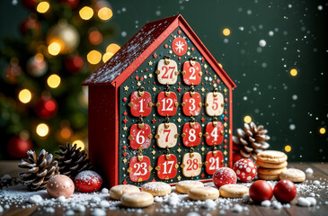 Wall Mural - Advent calendar with little chocolate surprises for every day to countdown to Christmas