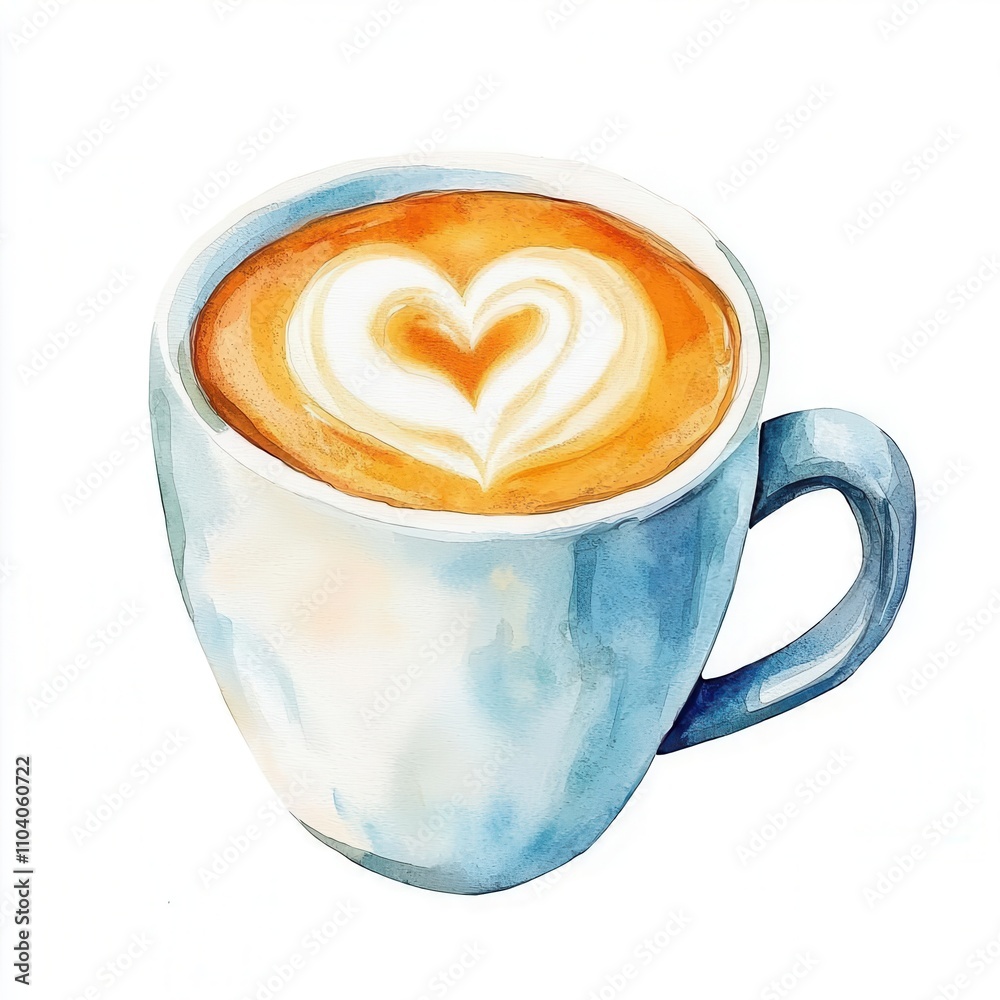 Watercolor illustration clipart of a cup of pumpkin spice latte with a ...