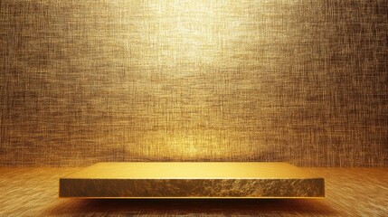 Poster - golden textured background with floating platform for display