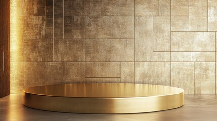 Poster - elegant golden stage with textured wall background for events