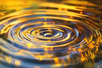 Poster - Close-up of rippling water reflecting golden light, creating a serene and mesmerizing visual experience.