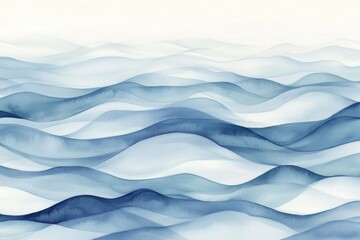 Poster - Abstract watercolor waves in soothing blue tones, creating a serene oceanic atmosphere.