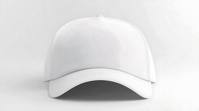 blank white baseball cap front view isolated on white surface.