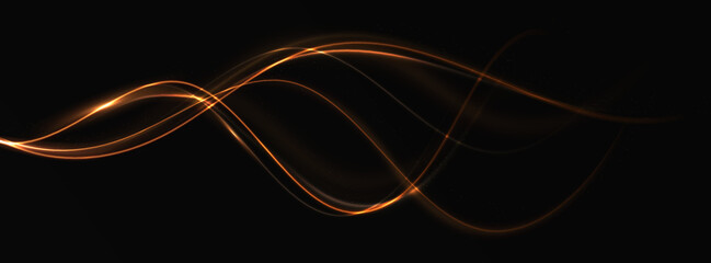 Wall Mural - gold curved light line, rope, spiral, tape. smooth festive gold line png with light effects. light g