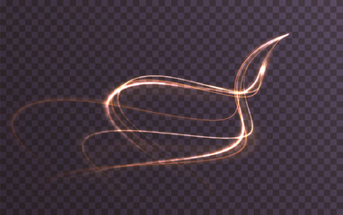 Wall Mural - gold curved light line, rope, spiral, tape. smooth festive gold line png with light effects. light g