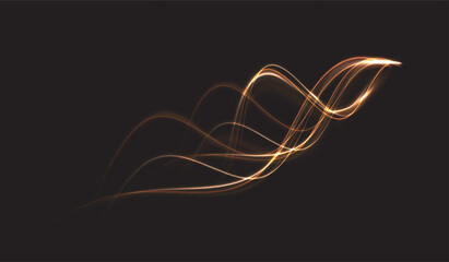 Wall Mural - gold curved light line, rope, spiral, tape. smooth festive gold line png with light effects. light g