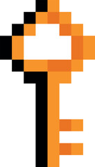 Poster - A pixelated key with a black and orange design