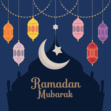 Illustration of a Ramadan Mubarak greeting card