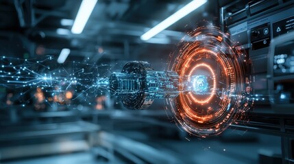 Aufkleber - Futuristic telecommunications hub showcasing advanced technology and connectivity in a high-tech environment