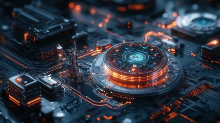 Aufkleber - Futuristic perspectives on corporate innovation dynamic visual art and technology for business growth in digital era